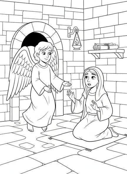 Ange avec des ailes, page à colorier d'ailes d'ange pour les enfants de l'École du dimanche âgés de 5 à 12 ans.