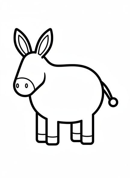 Burro cargando una carga, página para colorear de la Biblia para niños de 2 a 3 años.
