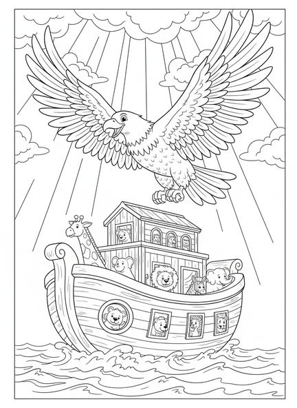 Águila majestuosa, página para colorear del águila de la Biblia para niños de 5 a 10 años