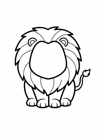 Großer Cartoon-Löwe, Ausmalbild Löwe für Kleinkinder im Alter von 2-3 Jahren