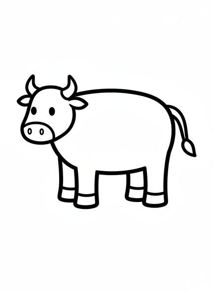Gran buey de dibujos animados, página para colorear del Buey Bíblico para niños de 2 a 3 años