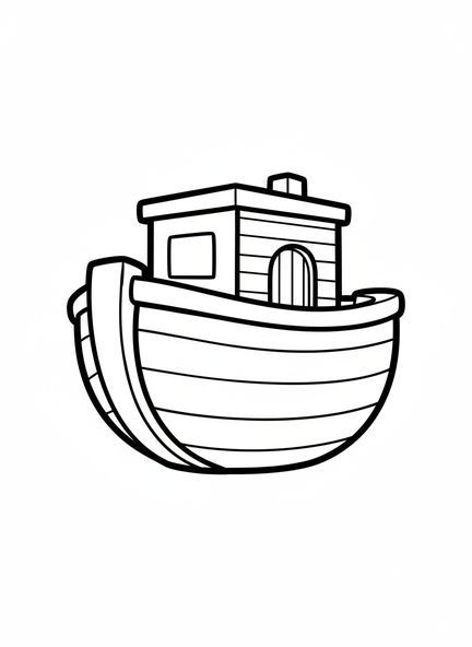 Géante arche en bois, page à colorier Biblique pour les tout-petits de 2 à 3 ans.
