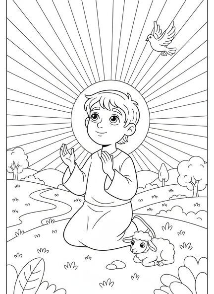 Isaías orando, página para colorear de Isaías 26:3 para niños de 5 a 10 años.