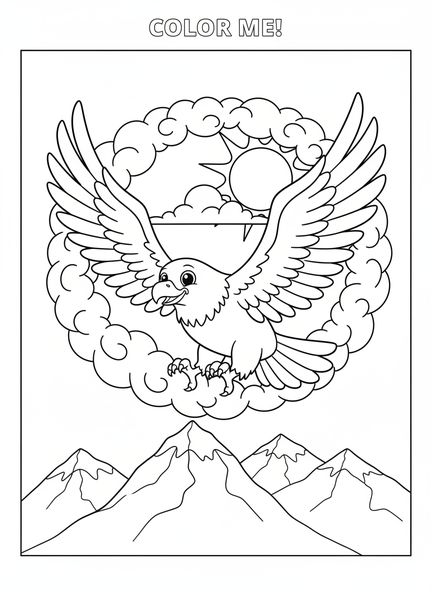 Águila majestuosa, Isaías 40:31 página para colorear de águilas para niños de 5 a 10 años.