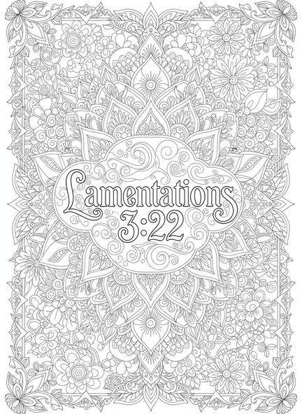 Tipografía de Lamentaciones 3:22, página para colorear de Nuevas Misericordias estilo journaling bíblico para adultos.