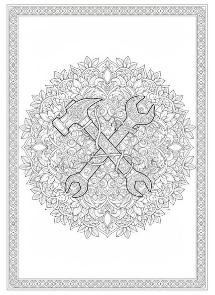 Outils en fer croisés, Proverbes 27:17 Page à colorier pour adultes dans le style du journal biblique