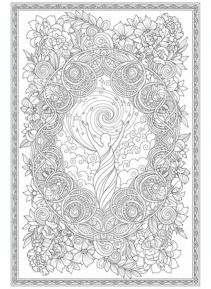 Figure avec les bras levés, Psaume 121 Élever les Yeux page à colorier pour adultes dans le style du journal biblique.