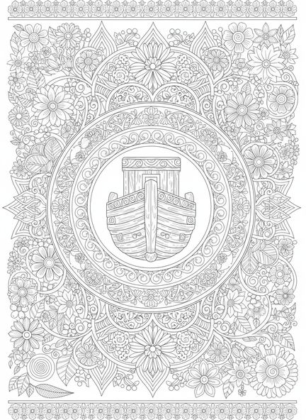 Conception complexe de l'arche, page à colorier Psaume 139 Merveilleusement et avec crainte pour le style de journal biblique destiné aux adultes.