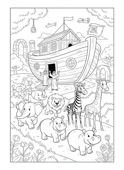 Pares de animales, página para colorear Salmo 91:1 para niños de Escuela Dominical de 5 a 12 años