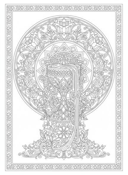 Calice orné, page à colorier symbole du calice pour le journaling biblique pour adultes