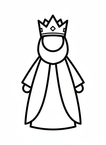 Página para colorear del Primer Rey Mago, Tres Reyes Magos para niños de 2 a 3 años