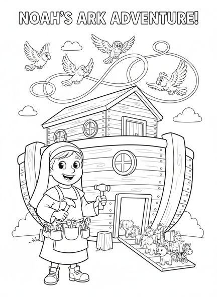 Personnage de Nun, page à colorier Nun pour les enfants de 5 à 10 ans.