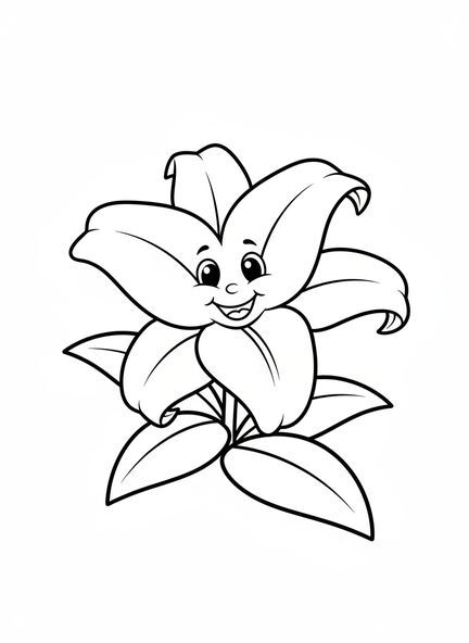 Lirio de Pascua sonriente, página para colorear de lirio de Pascua para niños de 3 a 5 años