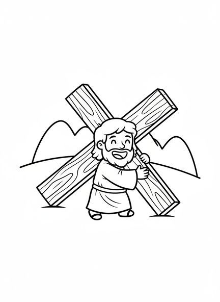 Jesús sonriente, página para colorear del Viernes Santo para niños de 3 a 5 años