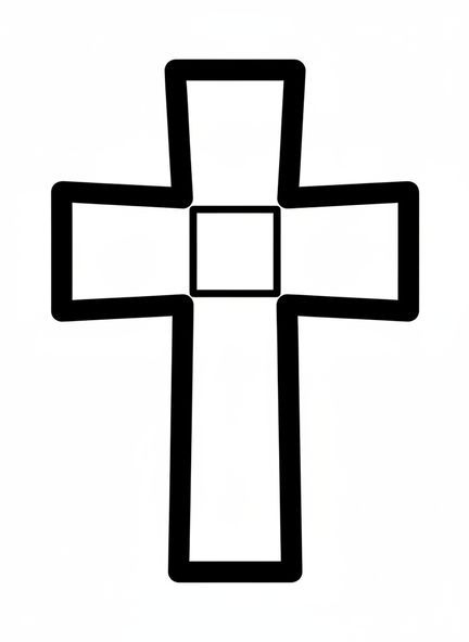 Gran cruz, página para colorear de Viernes Santo para niños de 2 a 3 años
