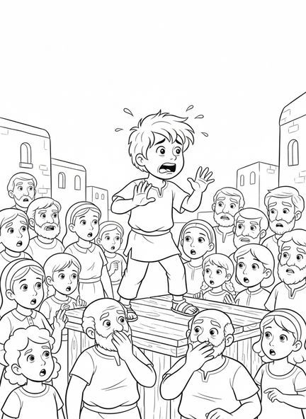 Pedro sacudiendo la cabeza, página para colorear de la negación de Pedro para niños de 5 a 10 años