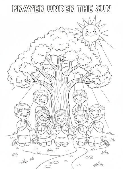 Groupe d'enfants, page à colorier pour la Toussaint pour les enfants de 5 à 10 ans
