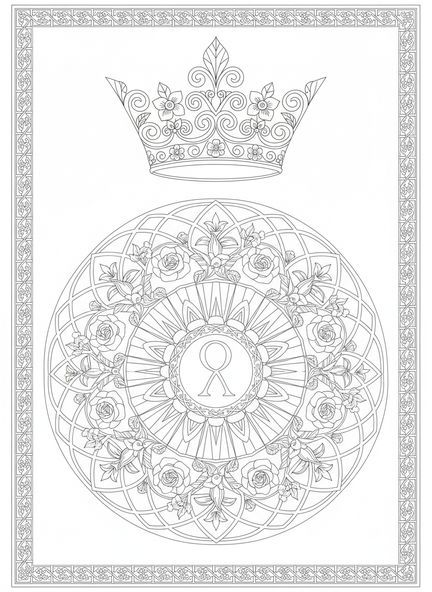 Couronne majestueuse, page à colorier symbole du Christ Roi pour le style de journalisation biblique des adultes.