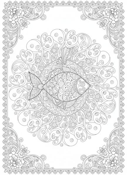Poisson Ichthys, page à colorier Poisson Ichthys pour adultes dans le style du journal biblique