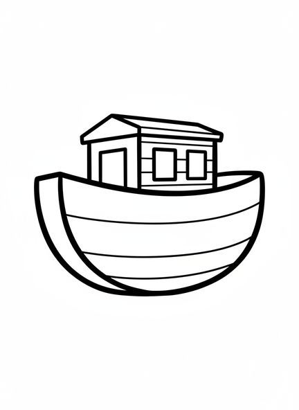 Géante arche en bois, page à colorier de l'Arche de Noé pour les tout-petits de 2 à 3 ans.