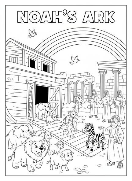 Paires d'animaux, page à colorier Biblique pour les enfants de l'École du dimanche âgés de 5 à 12 ans
