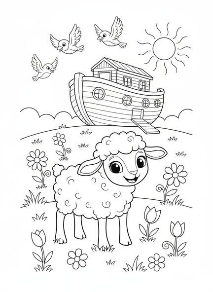 Fröhliches Lamm, Lamm Gottes Malvorlage für Kinder im Alter von 5-10 Jahren