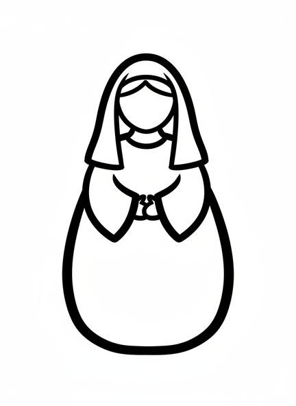 Gran figura de María, página para colorear de la Anunciación para niños de 2 a 3 años