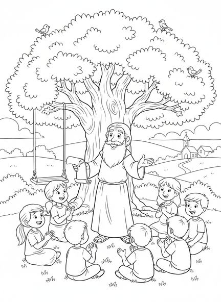 Bartolomé predicando, página para colorear del Apóstol Bartolomé para niños de 5 a 10 años