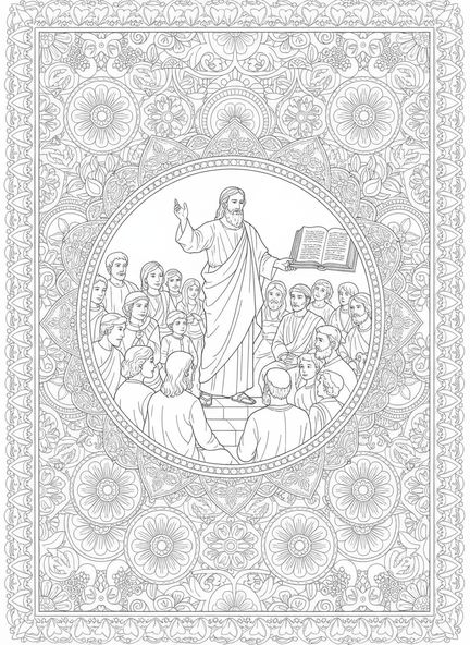 Saint Jacques prêchant à une foule, page à colorier Saint Jacques le Mineur pour le journaling biblique.