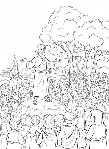 Saint Jacques le Mineur prêchant, page à colorier Saint Jacques le Mineur pour les enfants de 5 à 10 ans