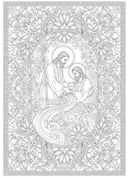 Baptism of Jesus Coloring Page for Adults — Free Printable