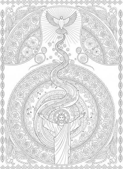 Baptism of Jesus Coloring Page for Adults — Free Printable