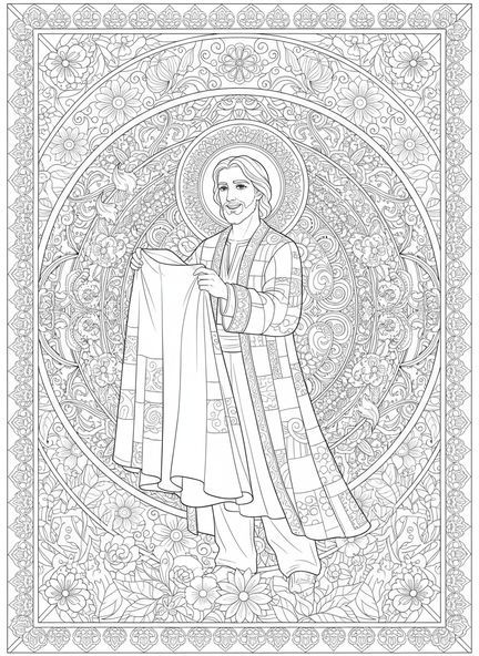 Joseph en manteau, page à colorier sur le rêve de Joseph pour le journal biblique des adultes.