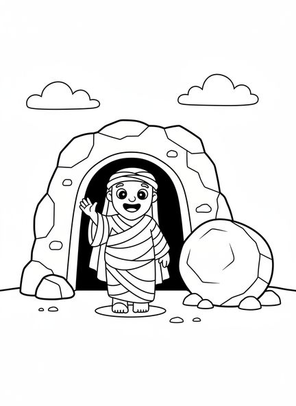 Lächelnder Lazarus, Auszug von Lazarus Malvorlage für Vorschulkinder im Alter von 3-5 Jahren