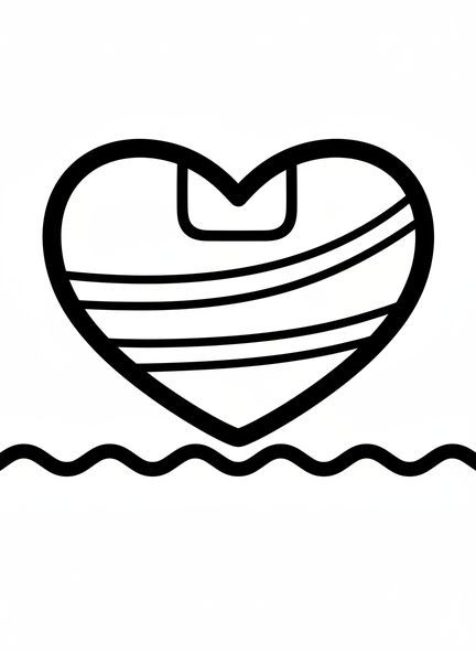 Página para colorear del Padre Nuestro en forma de corazón para niños de 2 a 3 años.