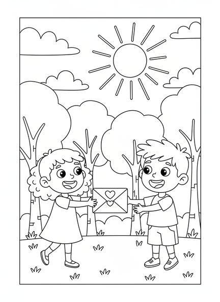 Febe encontrándose con Pablo, página para colorear de Febe para niños de 5 a 10 años.