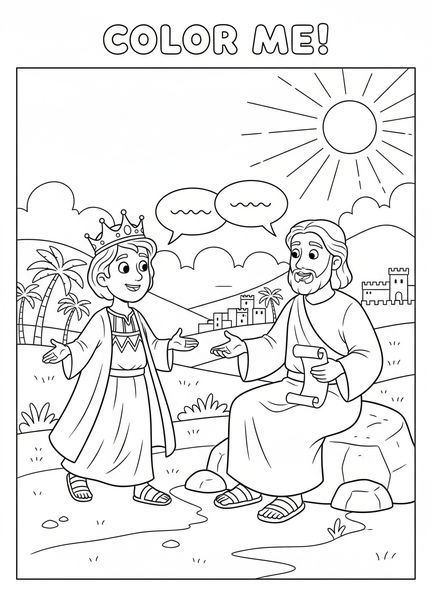 Junger Herrscher in feiner Kleidung, Ausmalbild des reichen jungen Herrschers für Kinder im Alter von 5-10 Jahren
