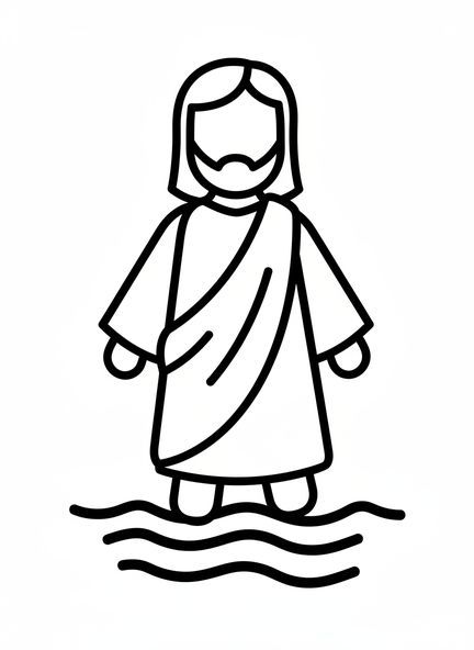 Jesus andando sobre as águas, página de colorir Andando Sobre as Águas para crianças de 2 a 3 anos