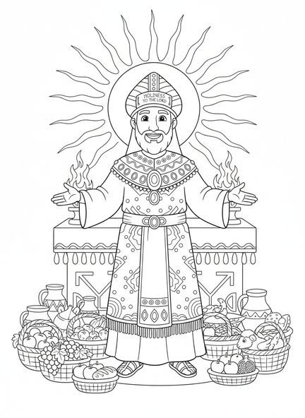Aarón el Sacerdote, página para colorear de Aarón Sacerdote para niños de 5 a 10 años.