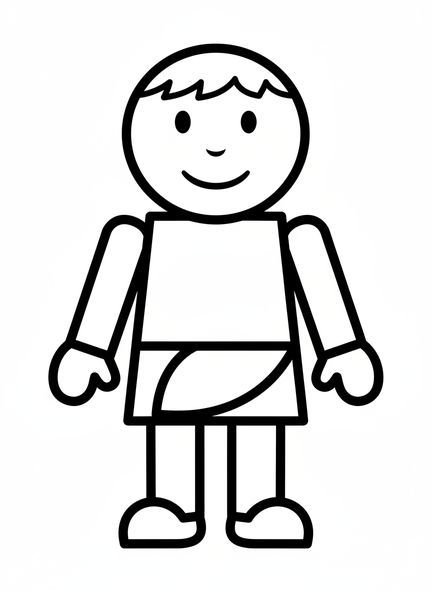 Figura de Adão, página para colorir Adão e Eva para crianças de 2 a 3 anos