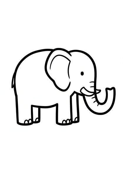 Elefante gigante, página para colorear del Arca de la Biblia para niños de 2 a 3 años