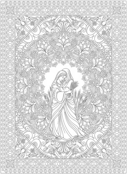 Naomi et Ruth, page à colorier du Livre de Ruth pour le journal biblique style adulte