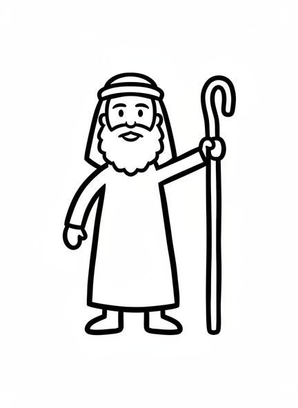 Figura grande de Moisés, página para colorear de la Zarza Ardiente para niños de 2 a 3 años