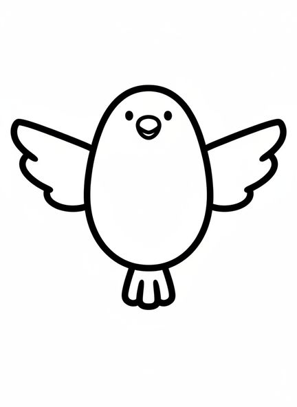Forma de ave gigante, página para colorear sobre la Creación de Aves y Peces para niños de 2 a 3 años