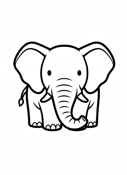 Elefante gigante, página para colorear de Animales de la Creación para niños de 2 a 3 años