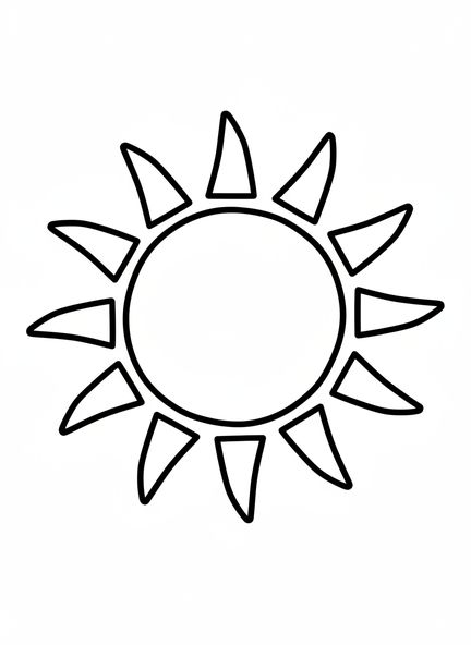 Forma de sol gigante, página para colorear sobre la Creación de la Luz y la Oscuridad para niños de 2 a 3 años.
