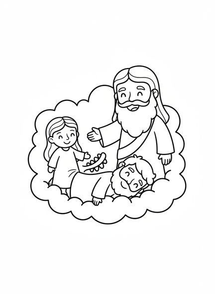 Dios creando a Eva, página para colorear de la Creación de Eva para niños de 3 a 5 años