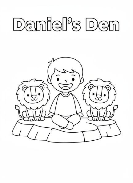 Daniel sorridente, página para colorir sobre Daniel na cova dos leões e o decreto do rei Dario para crianças de 3 a 5 anos