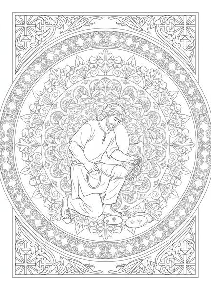 David bereitet seine Schleuder vor, David Goliath David mit dem Schwert der Riesen Ausmalbild für Erwachsene im Bibel-Journaling-Stil