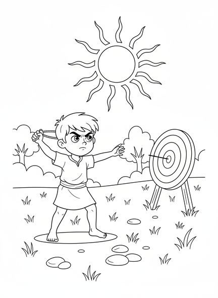 David Becomes King Coloring Page for Kids — Free Printable